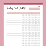 Printable Reading Goal Checklist - Red