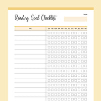 Printable Reading Goal Checklist - Yellow