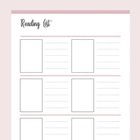 Printable Reading List - Pink