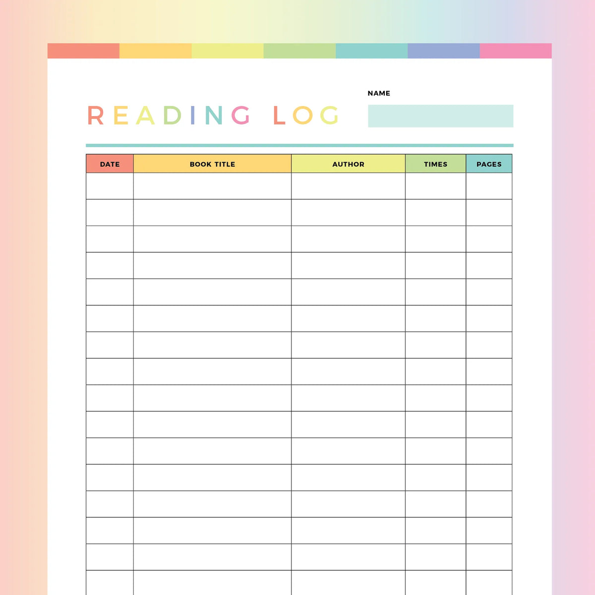 Printable Reading Log For Children | Instant Download PDF | A4 and US ...
