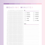 Printable Reading Minutes Tracker For Children - Pink and Purple Rainbow