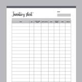 Printable Reseller Inventory Sheet - Grey