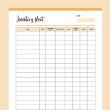 Printable Reseller Inventory Sheet - Orange