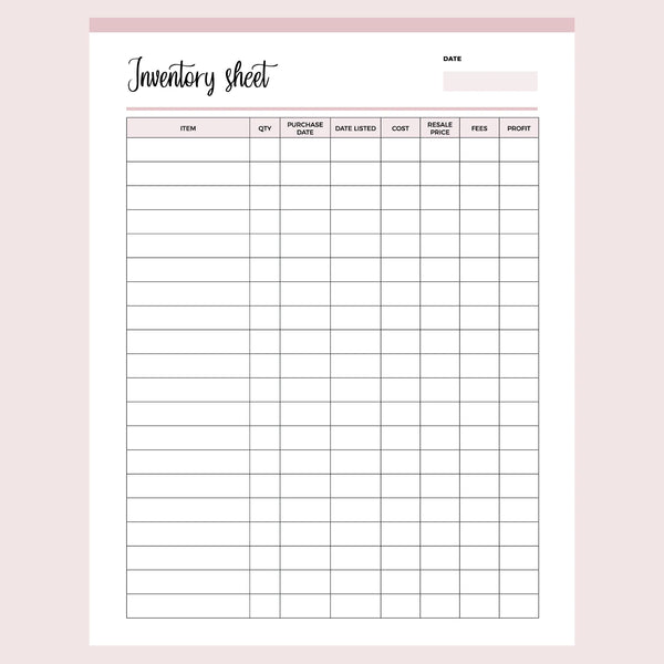 Printable Inventory Sheets