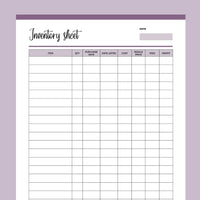 Printable Reseller Inventory Sheet - Purple