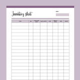 Printable Reseller Inventory Sheet - Purple