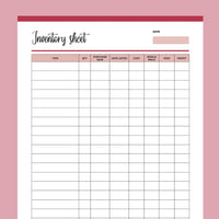Printable Reseller Inventory Sheet - Red