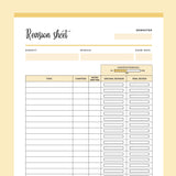 Printable Revision Sheet For Students - Yellow