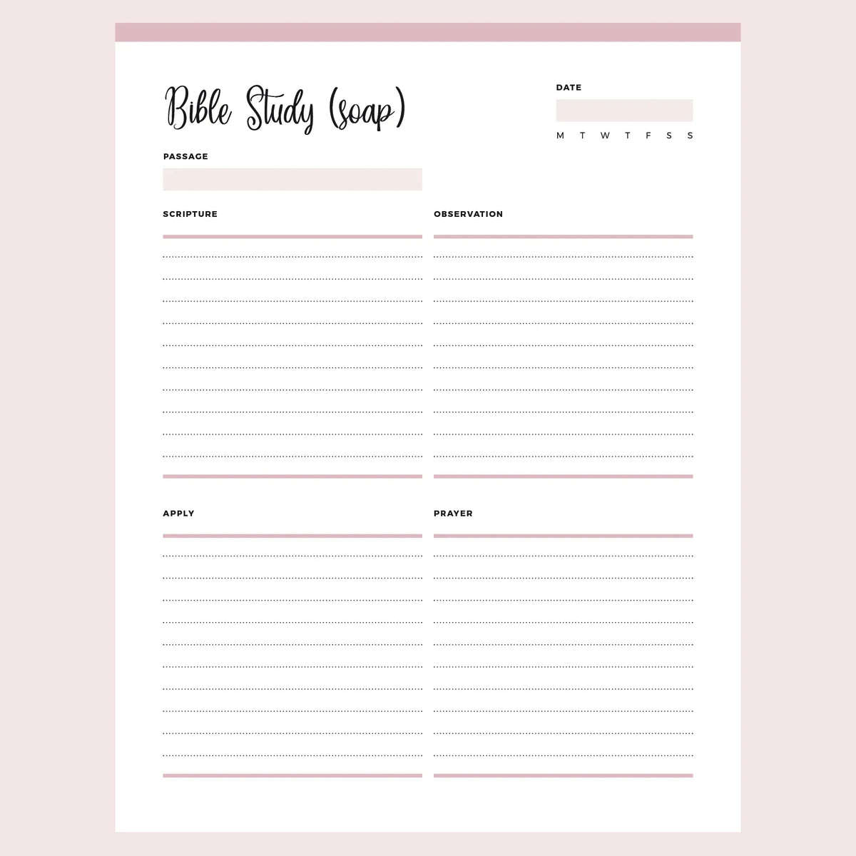 Printable SOAP Bible Study Template Instant Download PDF Plan Print printable-soap-bible-study-template-instant-download-pdf-plan-print