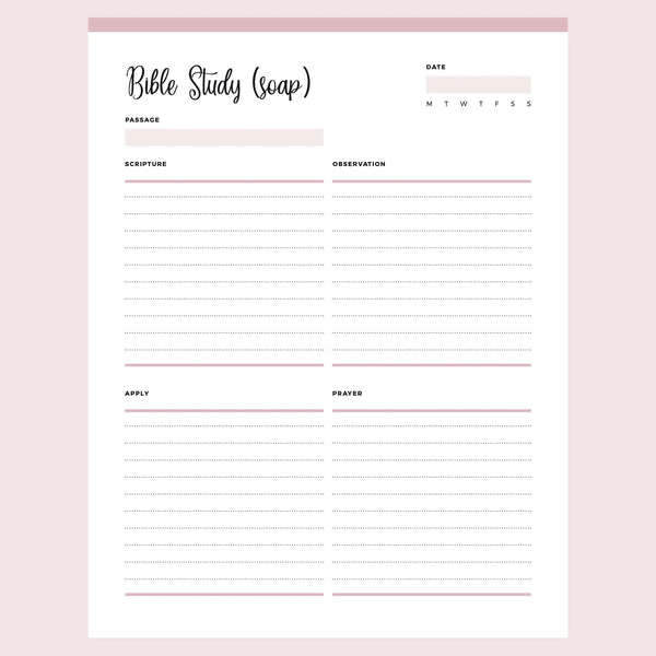 Printable SOAP Bible Study Template Instant Download PDF Plan Print