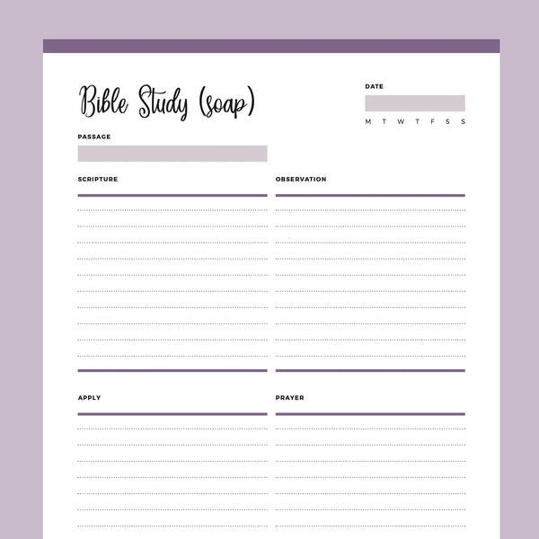 Printable SOAP Bible Study Template | Instant Download PDF – Plan