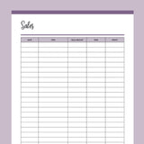 Printable Sales Tracker - Purple