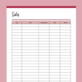 Printable Sales Tracker - Red