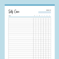 Printable Self-Care Template - Blue