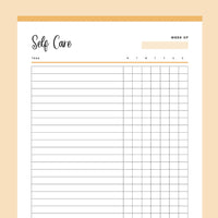 Printable Self-Care Template - Orange