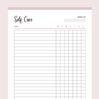 Printable Self-Care Template - Pink
