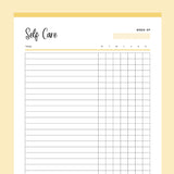 Printable Self-Care Template - Yellow
