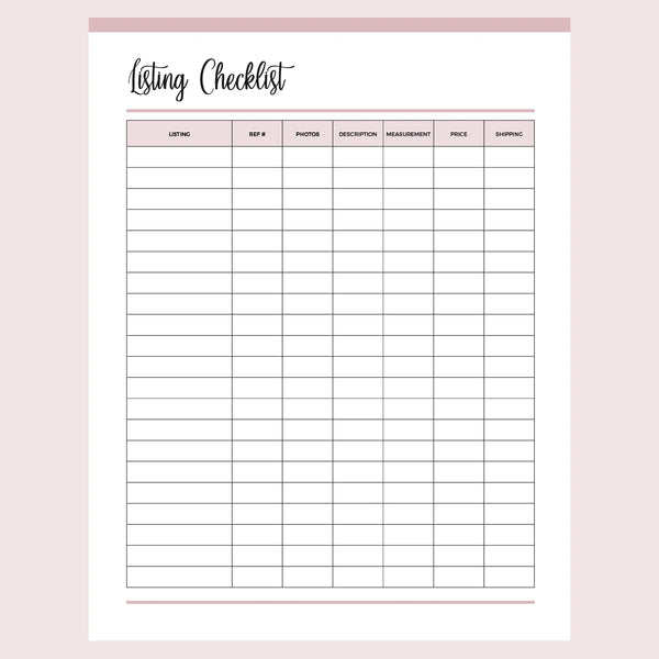 Printable Sellers Checklist For Listing Products