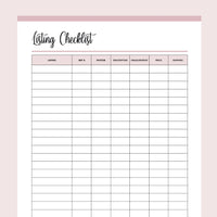Printable Sellers Checklist For Listing Products - Pink