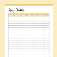 Printable Sellers Checklist For Listing Products - Yellow
