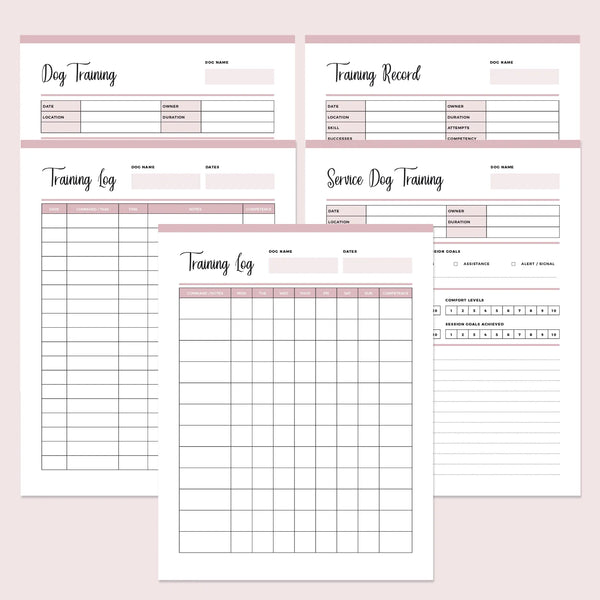 Printable Service Dog Training Log