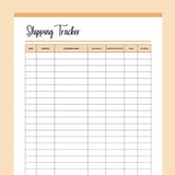 Printable Shipping Tracker For Small Businesses - Orange