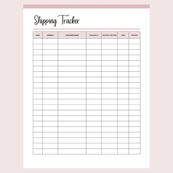 Printable Shipping Tracker For Small Businesses