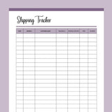 Printable Shipping Tracker For Small Businesses - Purple