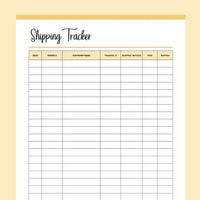 Printable Shipping Tracker For Small Businesses - Yellow