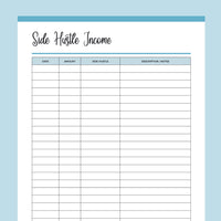 Printable Side Hustle Income Tracker - Blue
