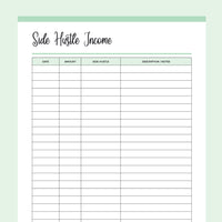 Printable Side Hustle Income Tracker - Green