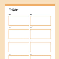 Printable Simple Gratitude Log - Orange
