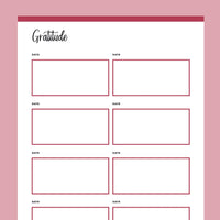 Printable Simple Gratitude Log - Red