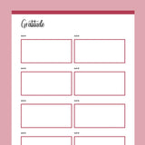 Printable Simple Gratitude Log - Red