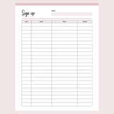 Printable Simple Sign-Up Sheet