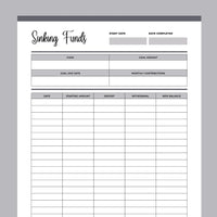Printable Sinking Funds Tracker - Grey