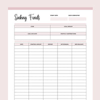 Printable Sinking Funds Tracker - Pink
