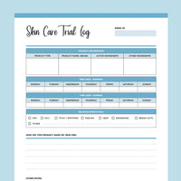 Printable Skin Care Product Trial Tracking - Blue