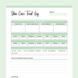Printable Skin Care Product Trial Tracking - Green