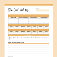 Printable Skin Care Product Trial Tracking - Orange