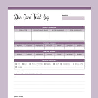 Printable Skin Care Product Trial Tracking - Purple