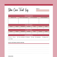 Printable Skin Care Product Trial Tracking - Red