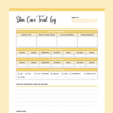 Printable Skin Care Product Trial Tracking - Yellow