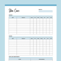 Printable Skin Care Routine Template - Blue