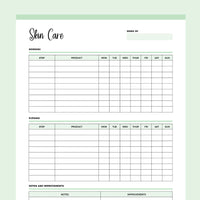 Printable Skin Care Routine Template - Green