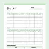 Printable Skin Care Routine Template - Green