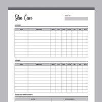 Printable Skin Care Routine Template - Grey