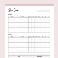 Printable Skin Care Routine Template - Pink