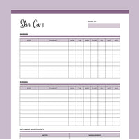 Printable Skin Care Routine Template - Purple