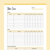 Printable Skin Care Routine Template - Yellow